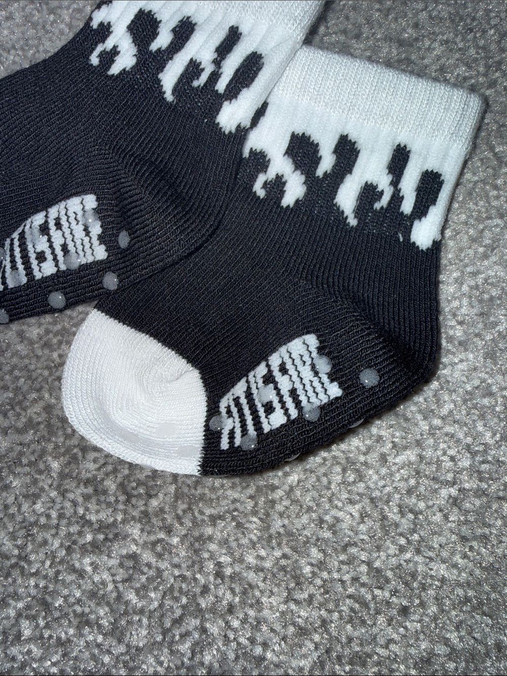 Fit is Fire. Black & White Flame Baby Socks - Picture 4 of 5